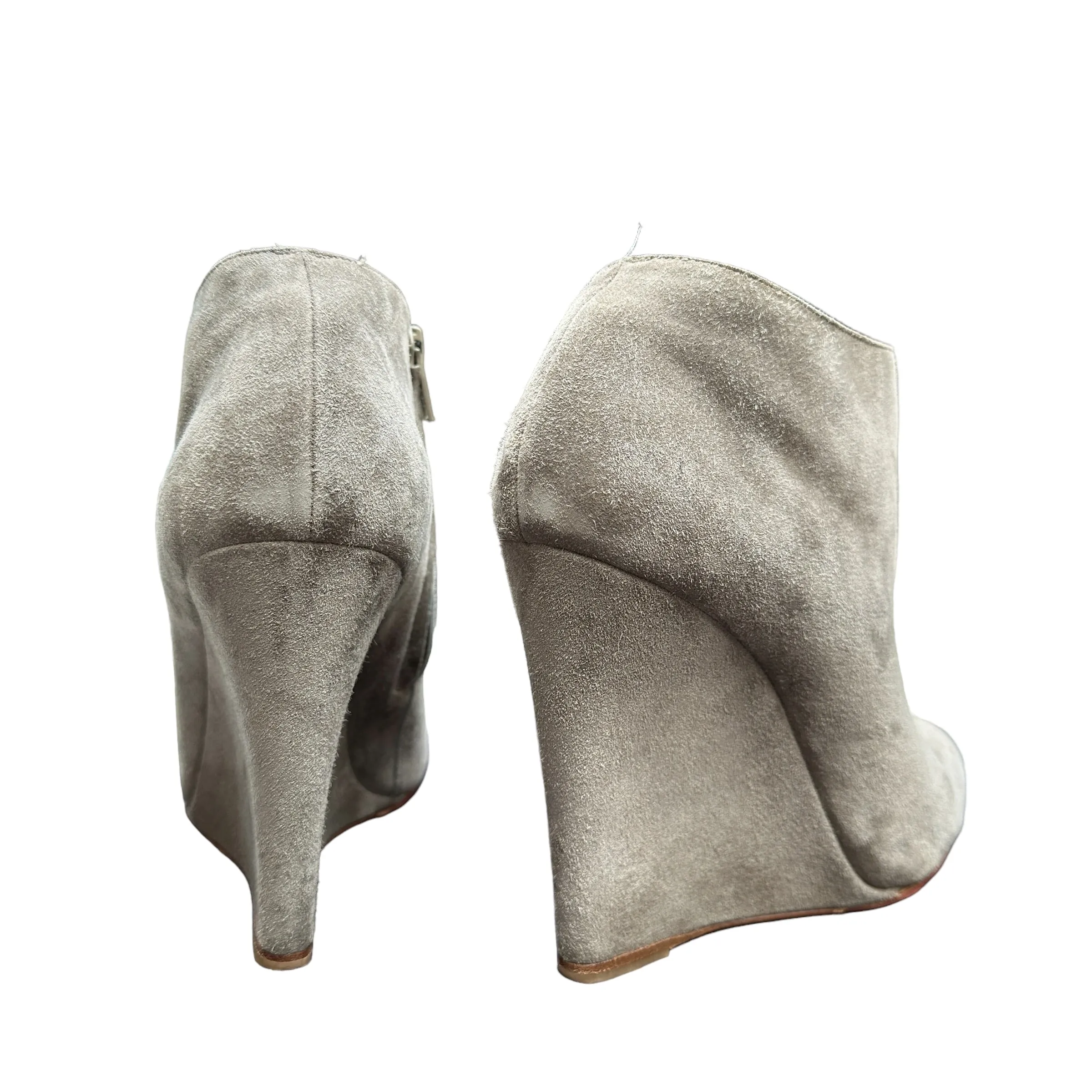 Grey Suede Heeled Booties - 8.5