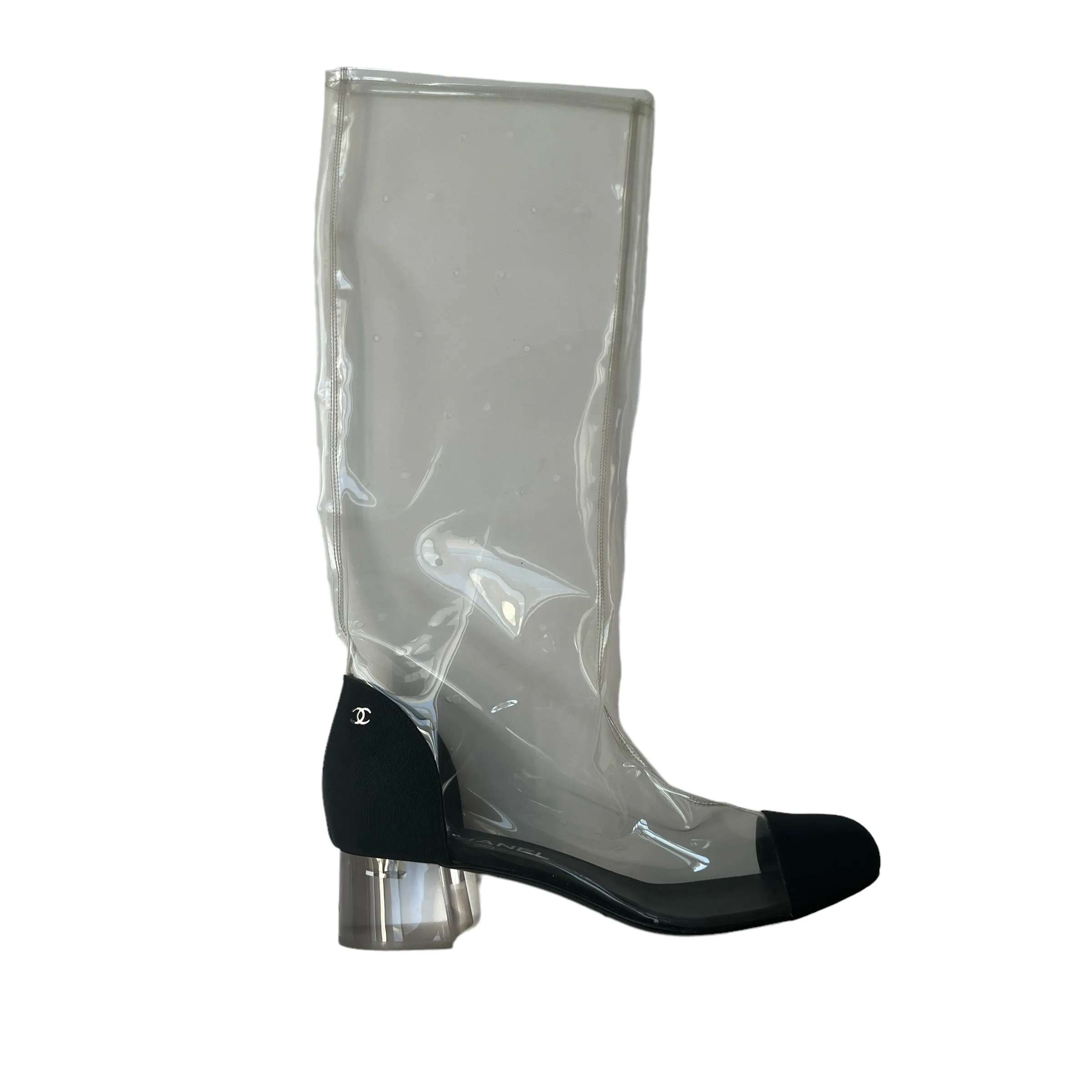 Gros Grain and Plexiglass Tall Boots - 10