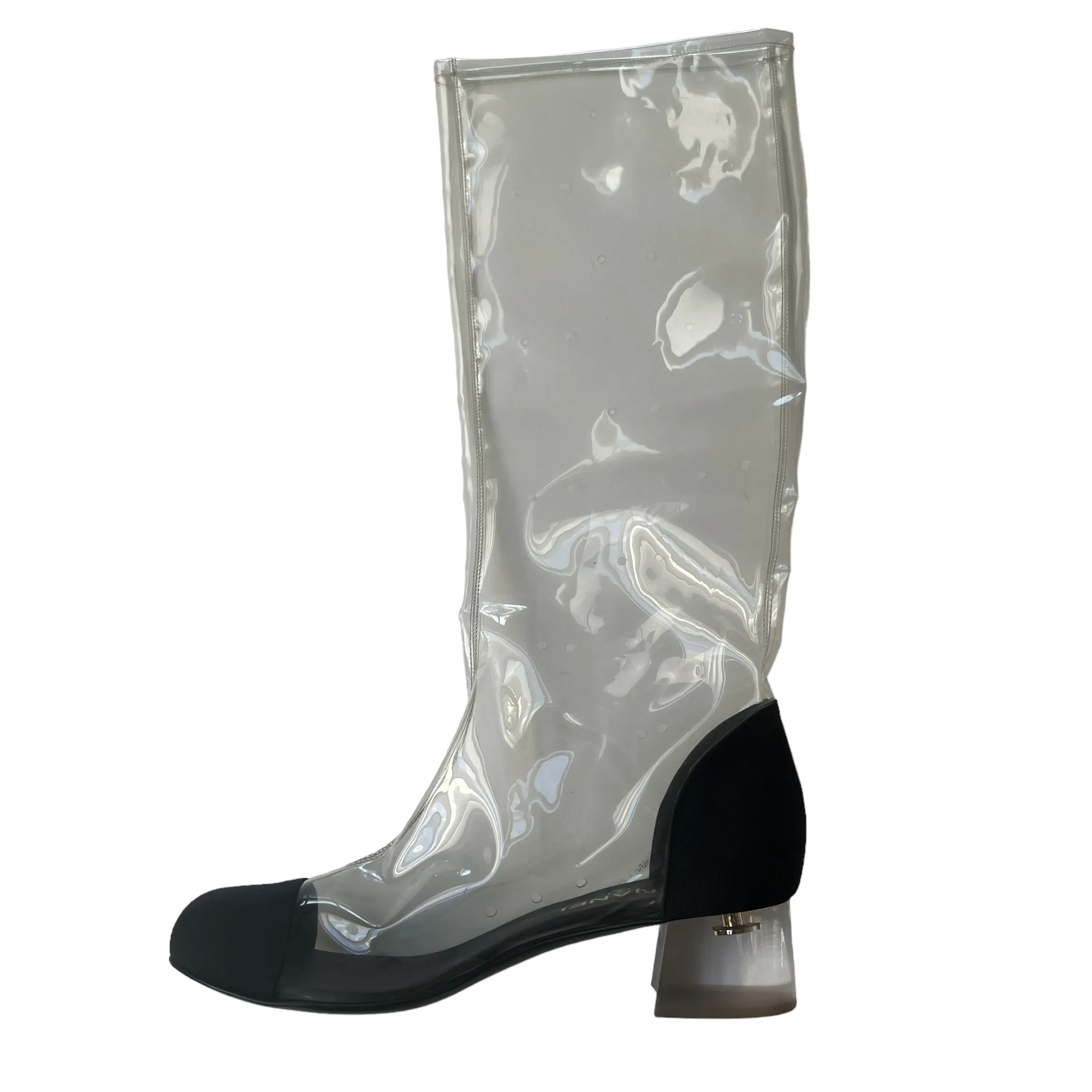 Gros Grain and Plexiglass Tall Boots - 10