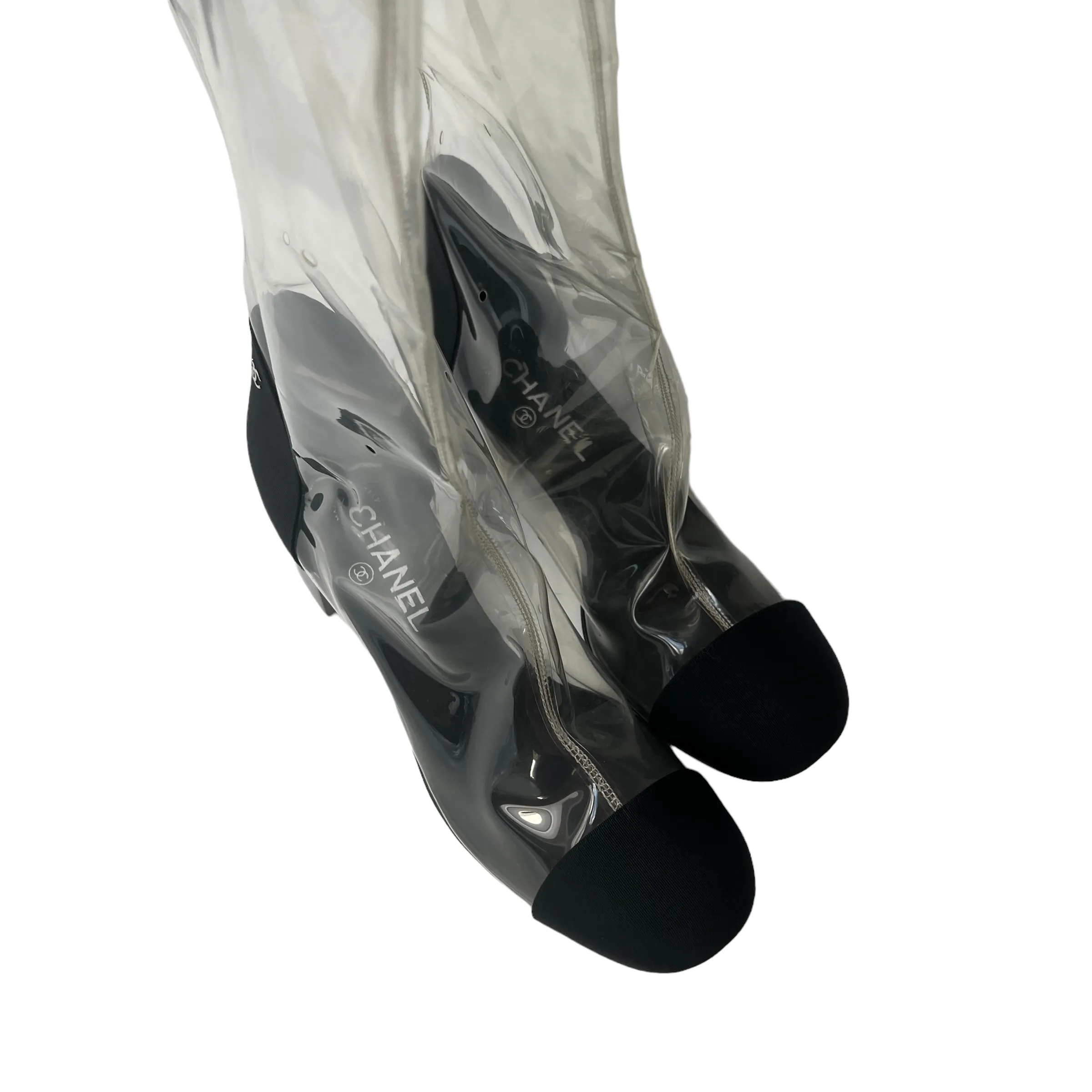 Gros Grain and Plexiglass Tall Boots - 10