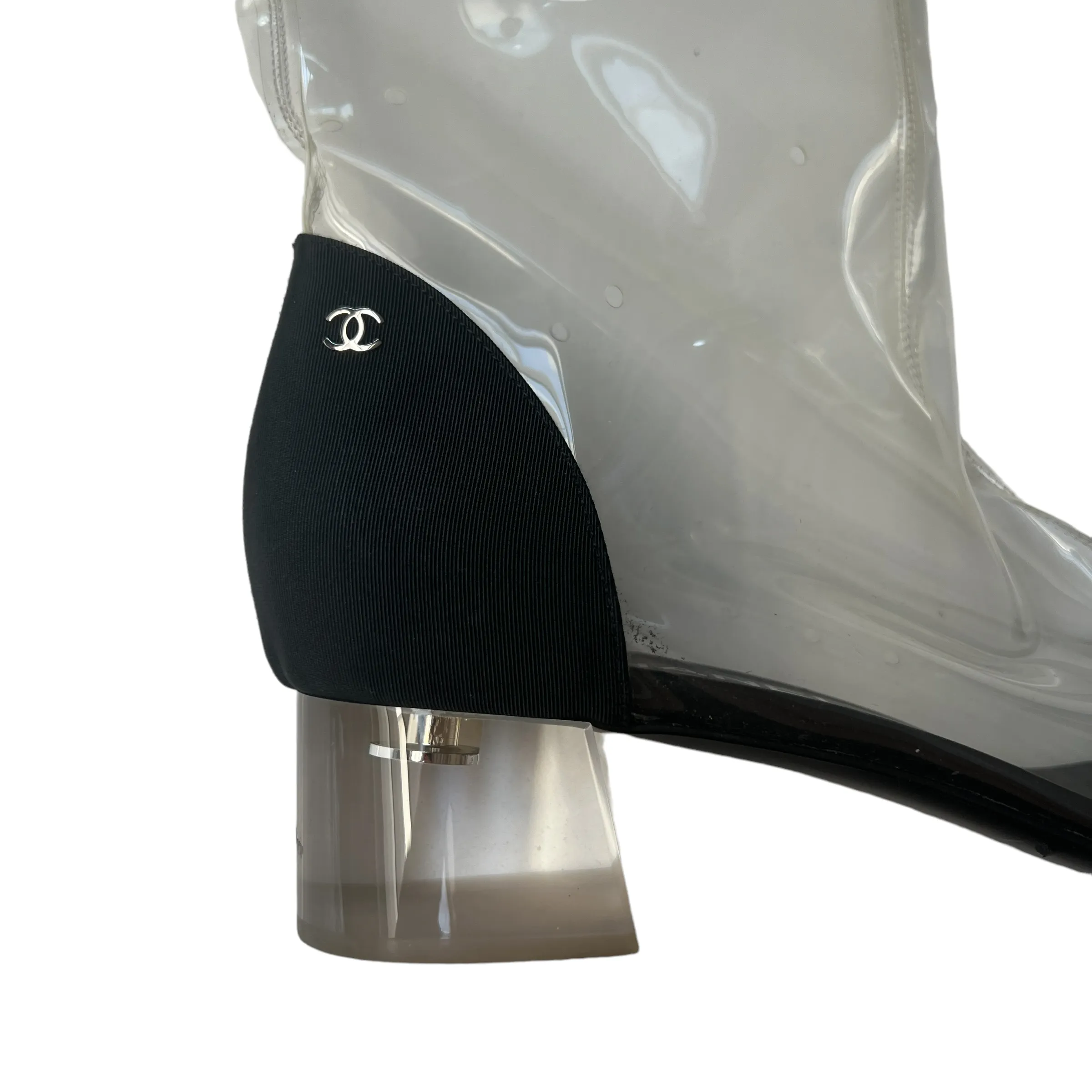 Gros Grain and Plexiglass Tall Boots - 10