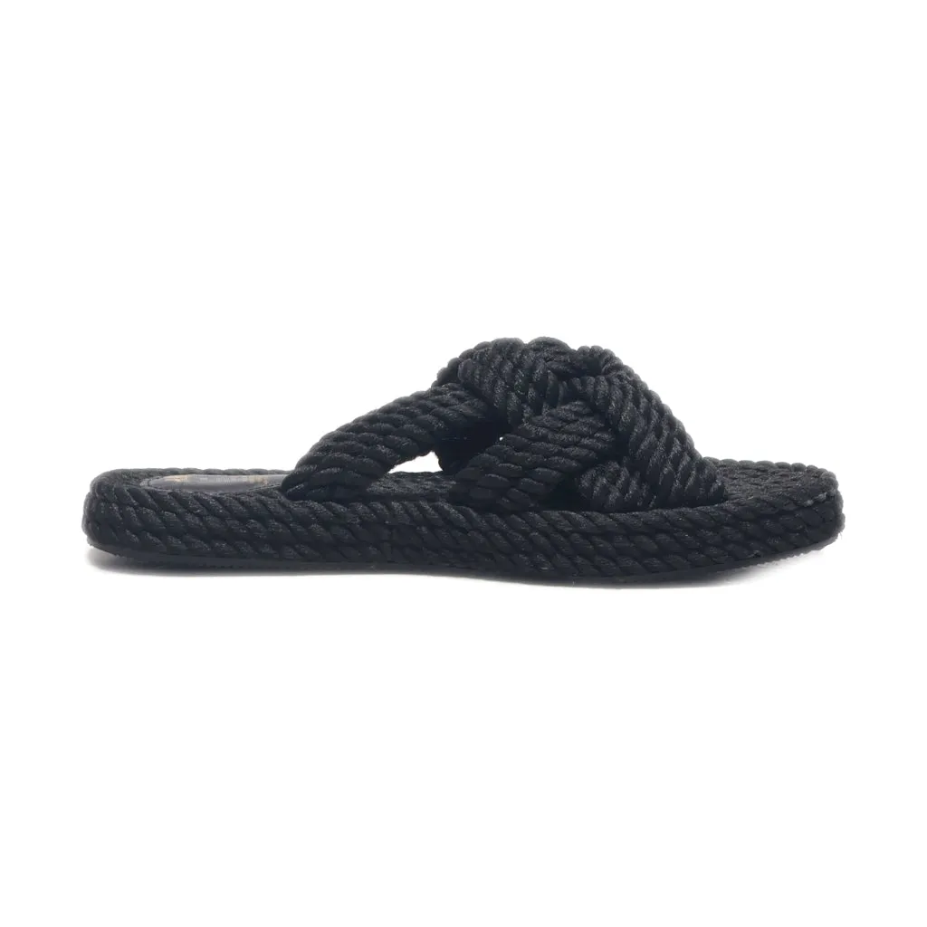 H&M Flat Sandals Fabric Black Colour For Women