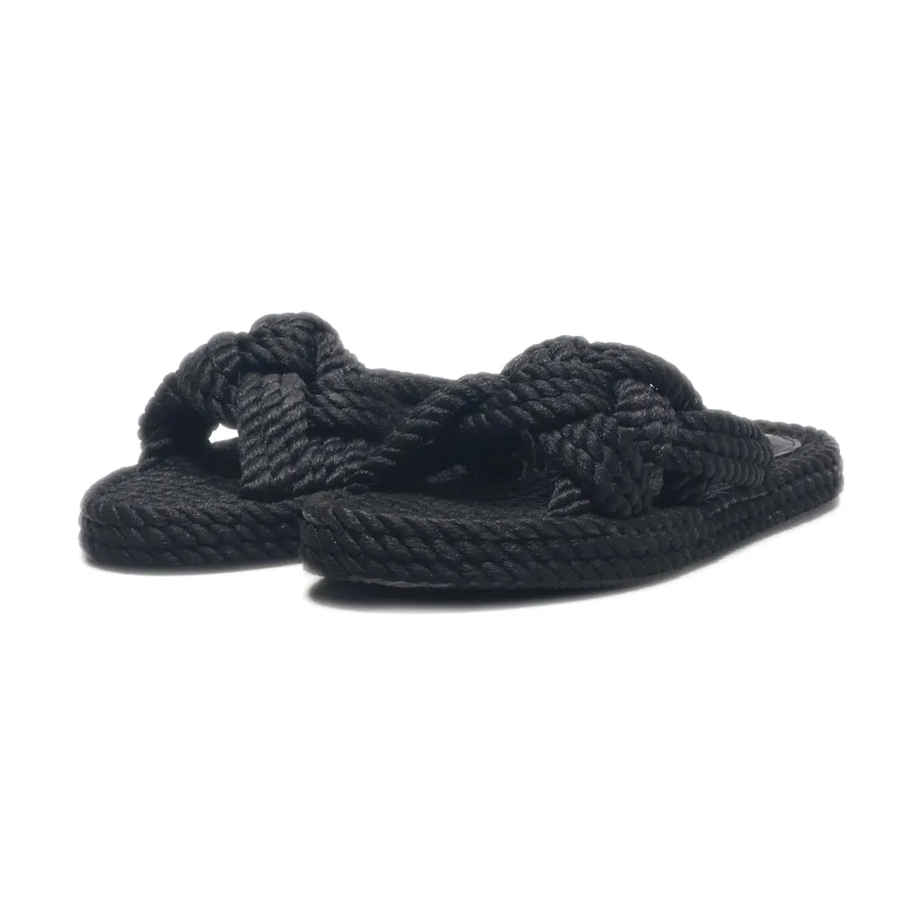 H&M Flat Sandals Fabric Black Colour For Women