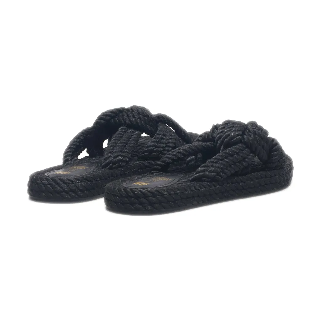 H&M Flat Sandals Fabric Black Colour For Women