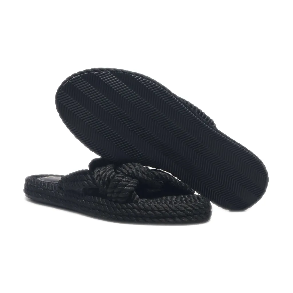 H&M Flat Sandals Fabric Black Colour For Women