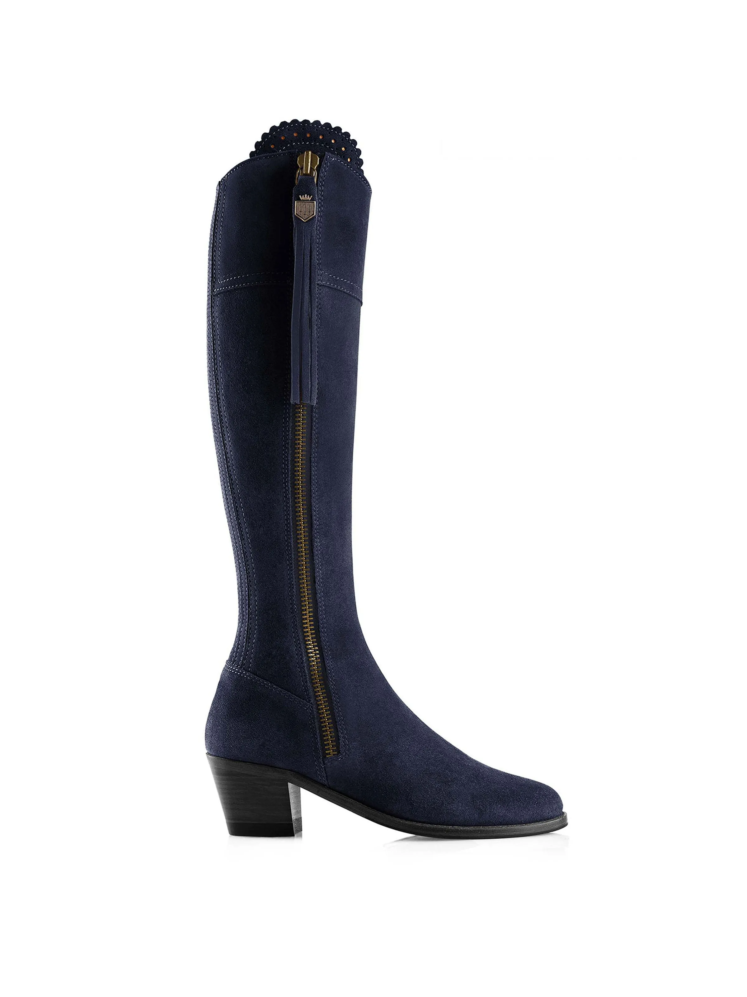 Heeled Regina (Narrow Fit) - Navy Blue Suede