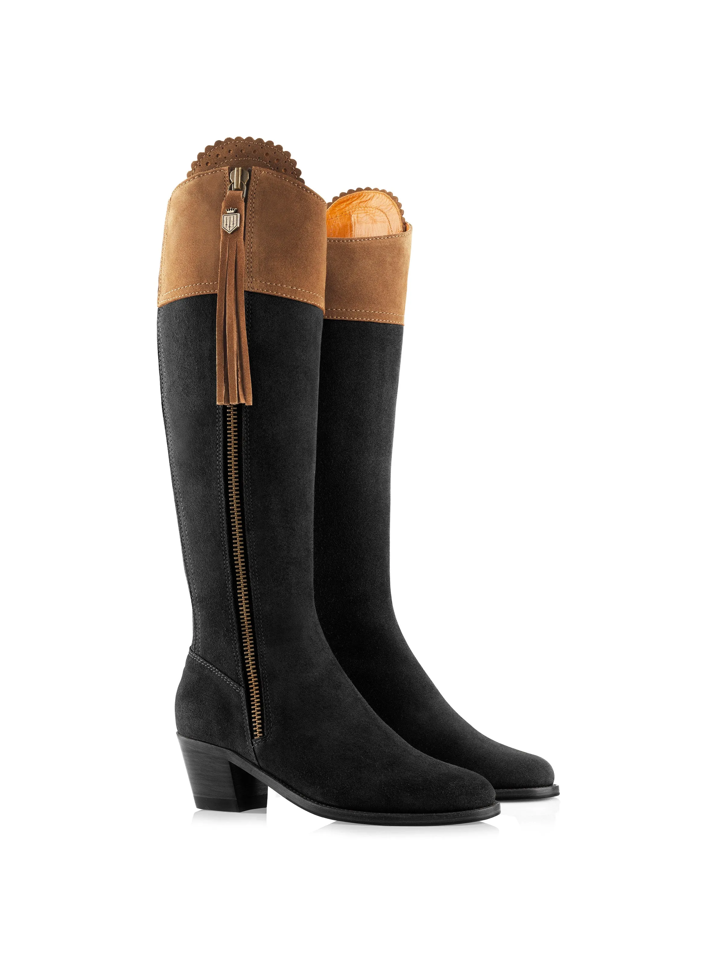 Heeled Regina (Sporting Fit) - Tan & Black Suede