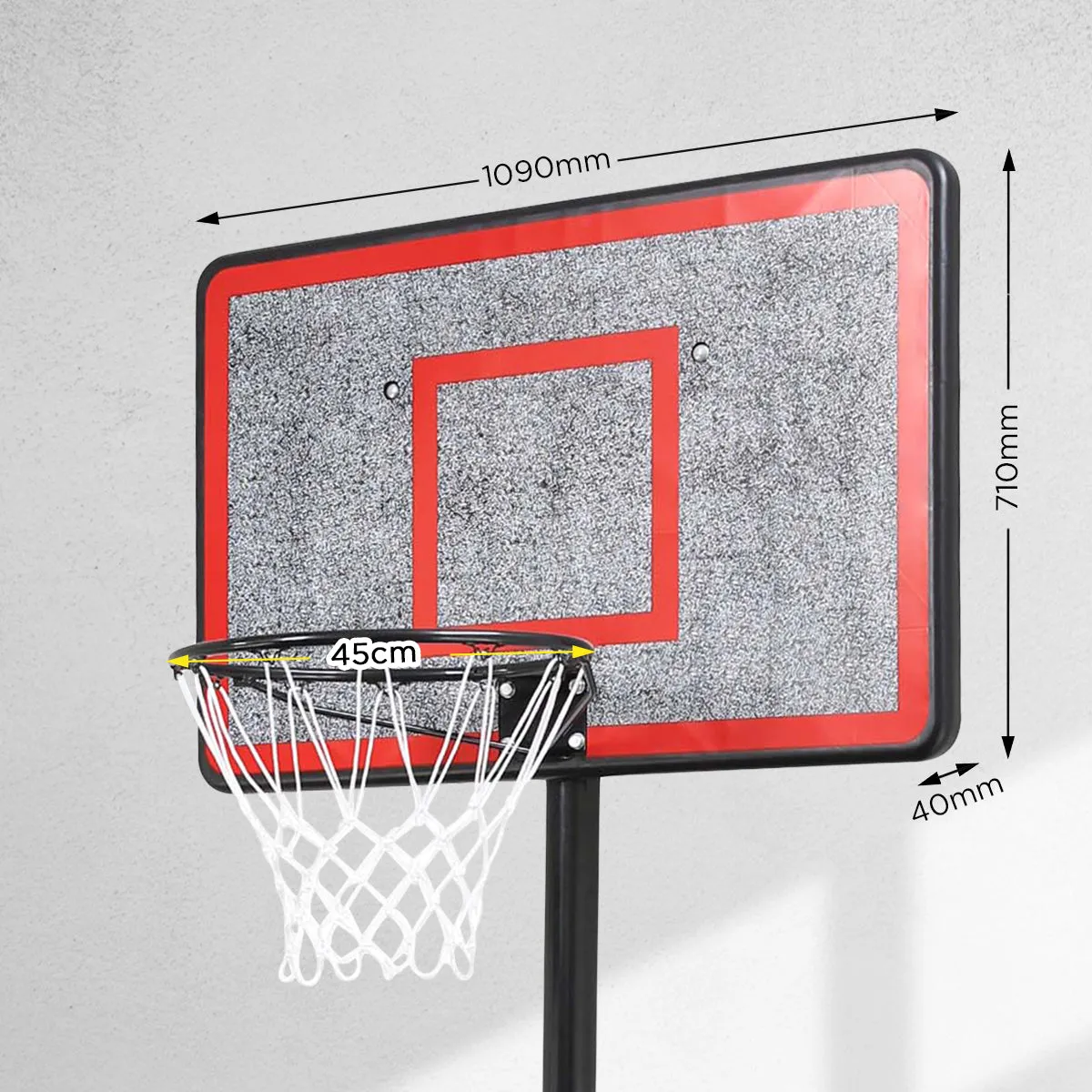 Height-Adjustable Basketball Hoop 44" Backboard Portable Stand Kahuna