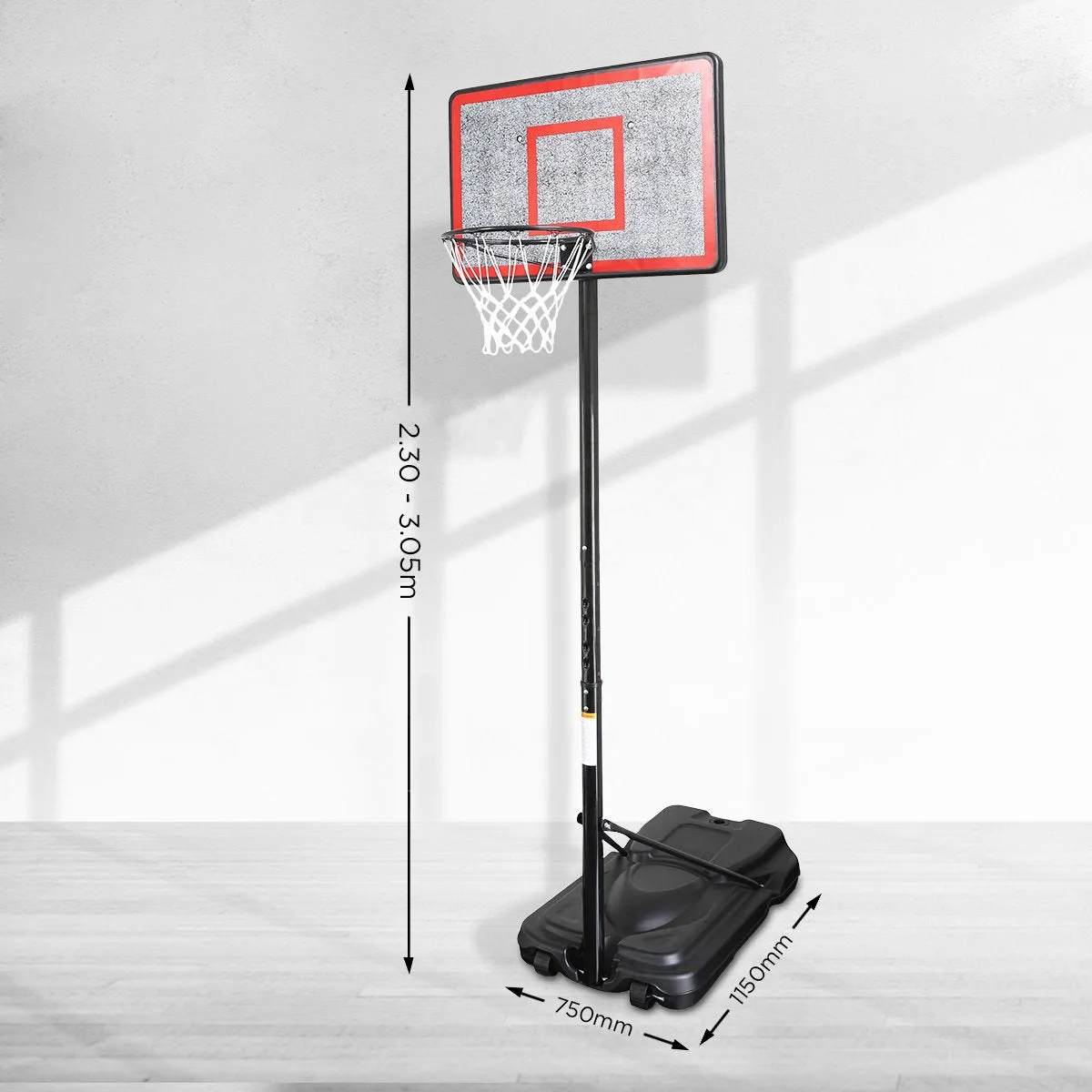 Height-Adjustable Basketball Hoop 44" Backboard Portable Stand Kahuna