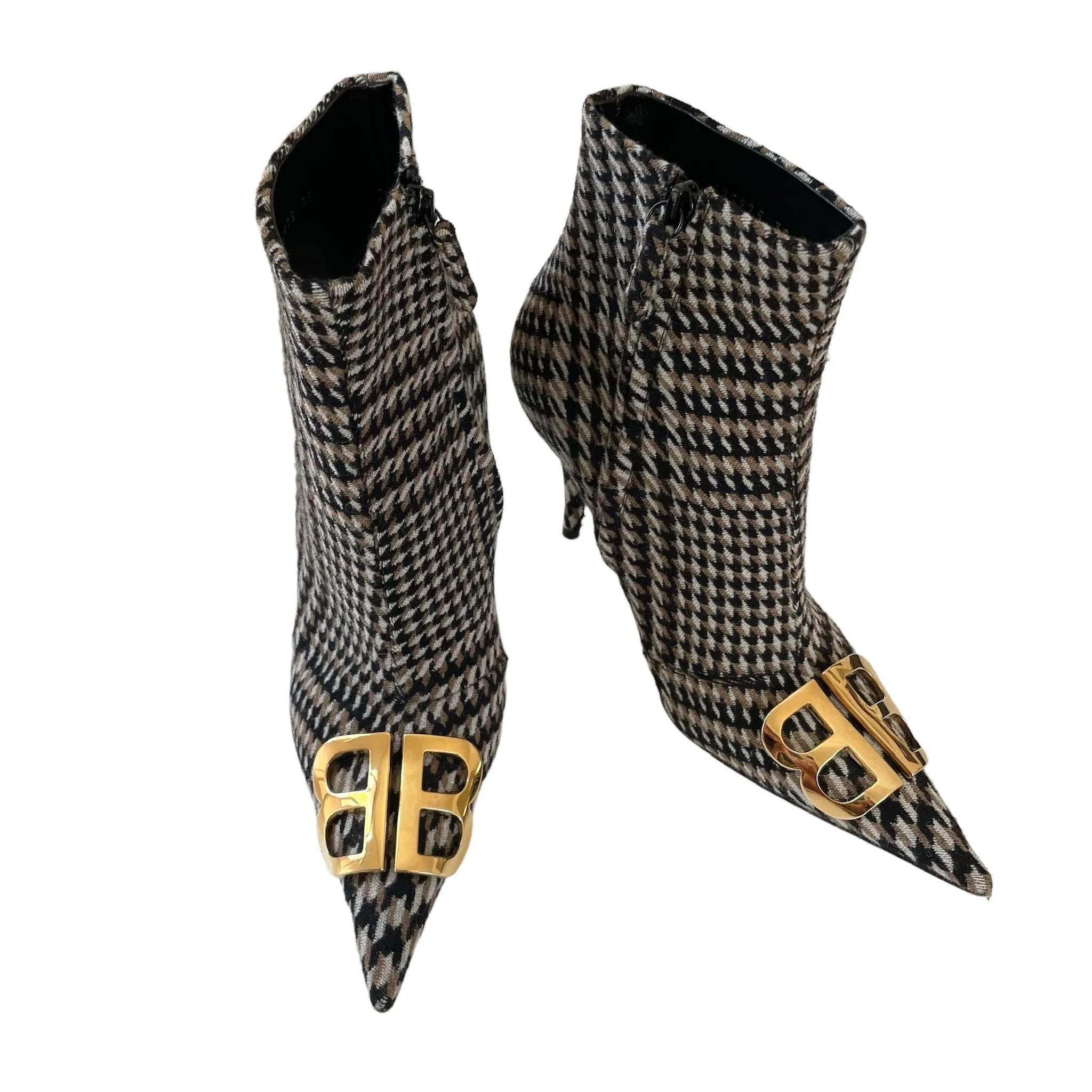 Herringbone Logo Heeled Boots - 38