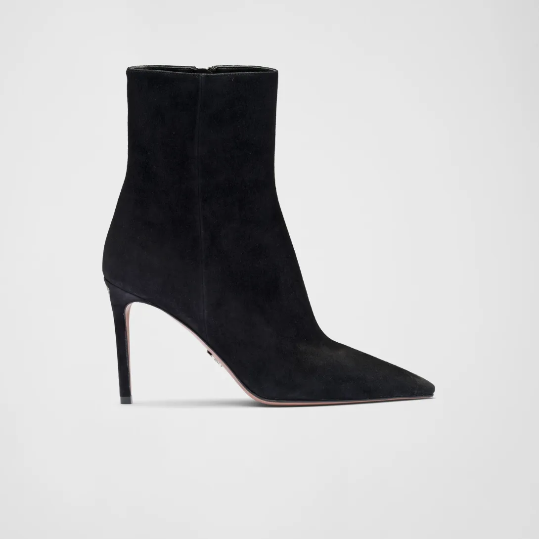 High-heeled suede booties