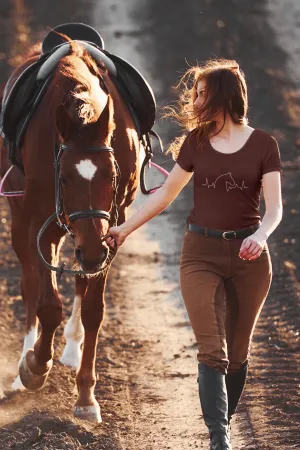 Horse Heartbeat Printed Scoop Neck T-shirt for women