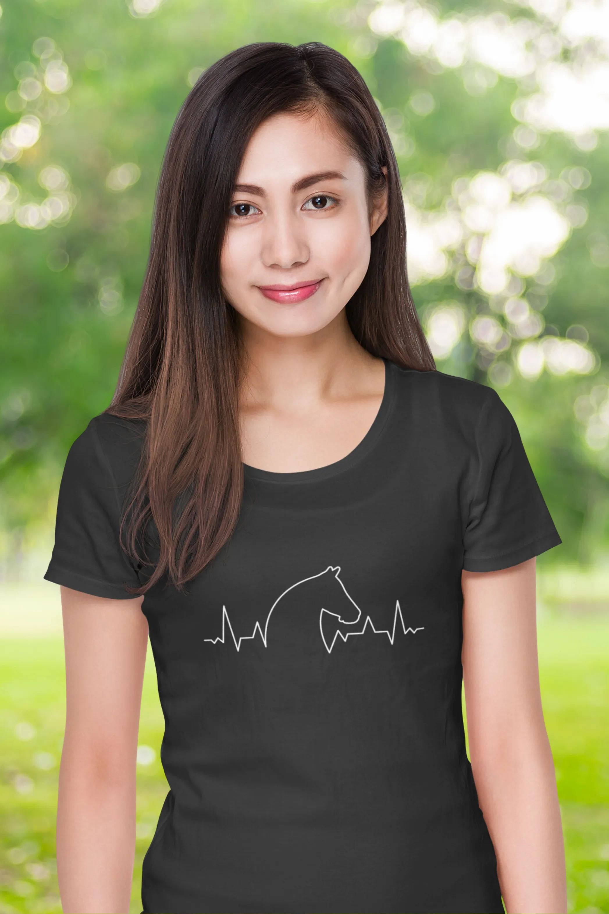 Horse Heartbeat Printed Scoop Neck T-shirt for women