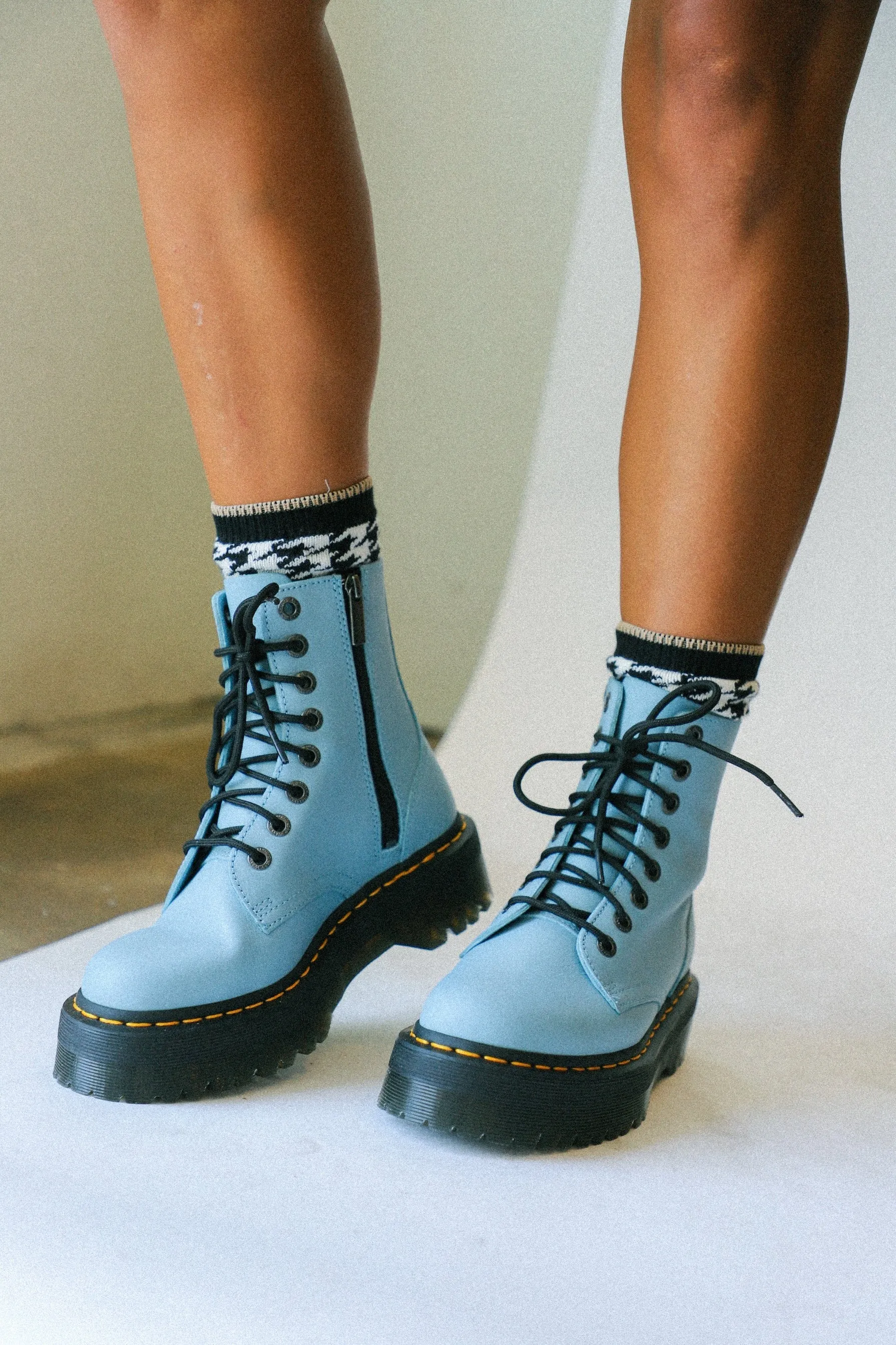 Jadon III Pisa Card Blue Leather Platform Boots