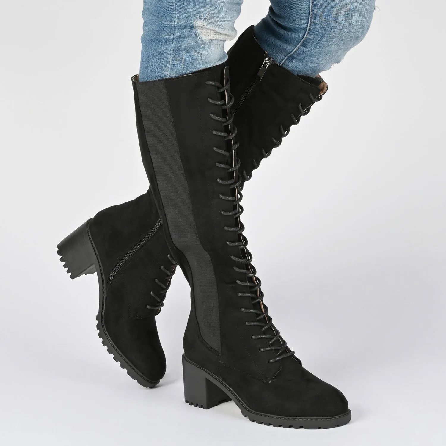 JENICCA LACE-UP BOOTS IN X-WIDE CALF