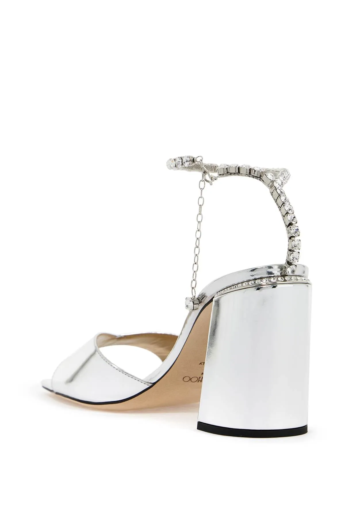 JIMMY CHOO Saeda 85 Metallic Leather Sandals