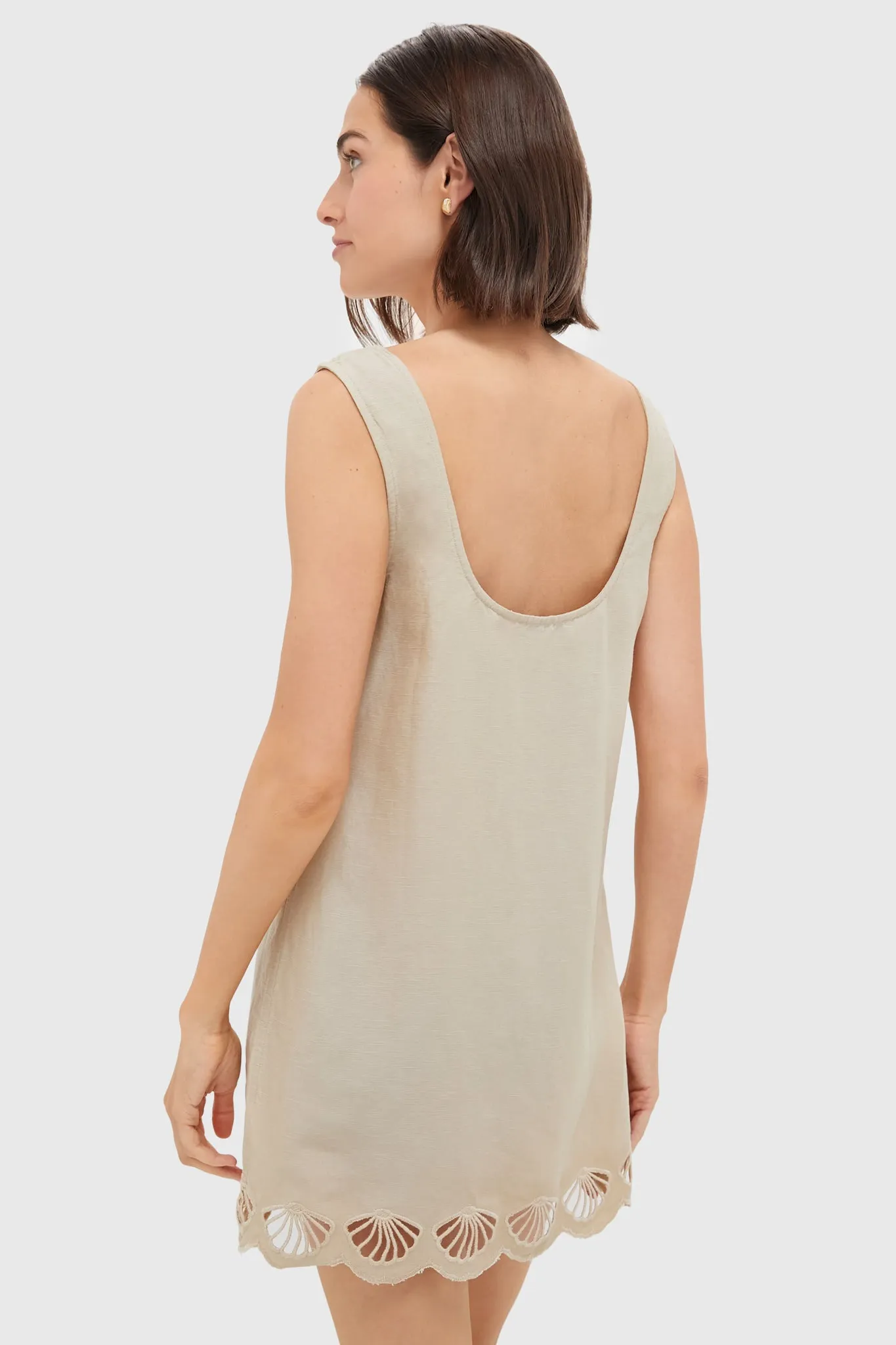 Jute Air Linen Scallop Mini Dress