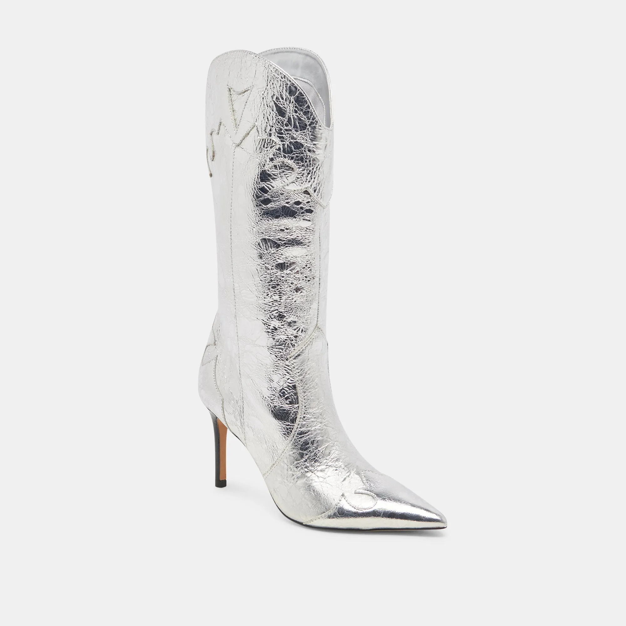 KASEDY BOOTS SILVER DISTRESSED LEATHER