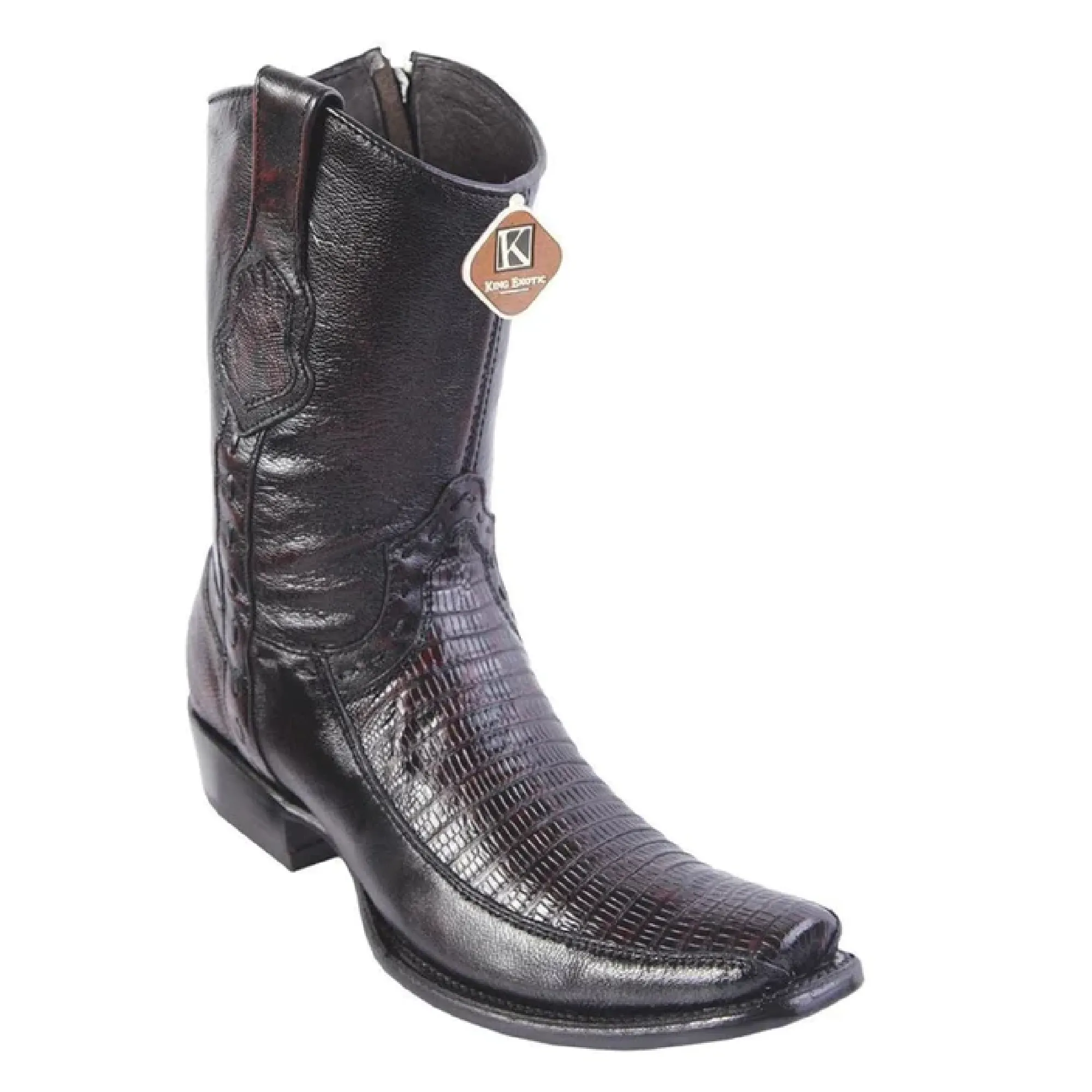 King Exotic Boots #479BF0718 Men's Dubai Boot  | Teju Y Deer Boots Color Black Cherry