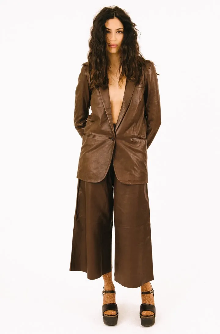 Leather Blazer - Mocha