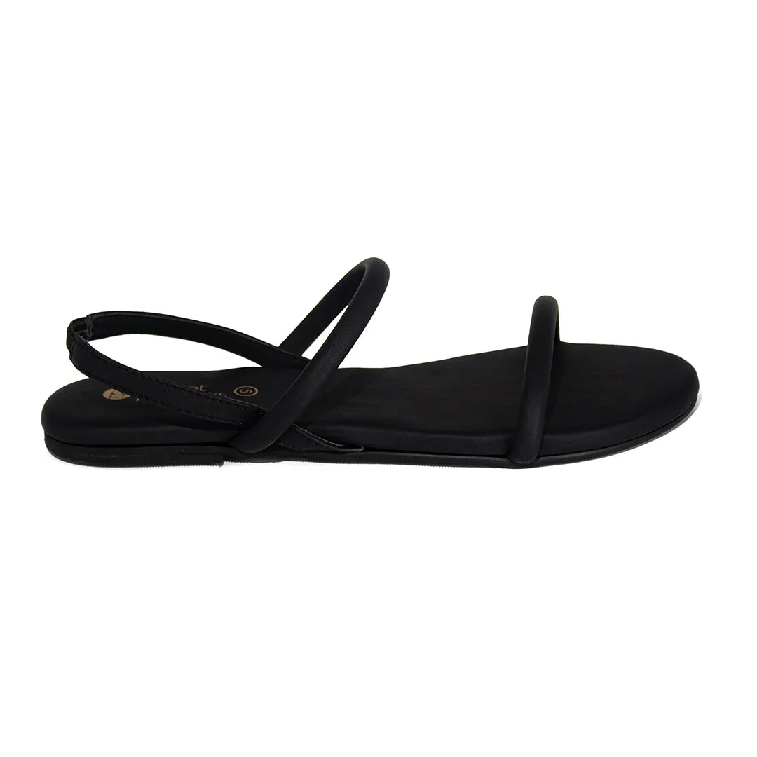 Lily Dual-Strap Vegan Leather Black Women Sandals