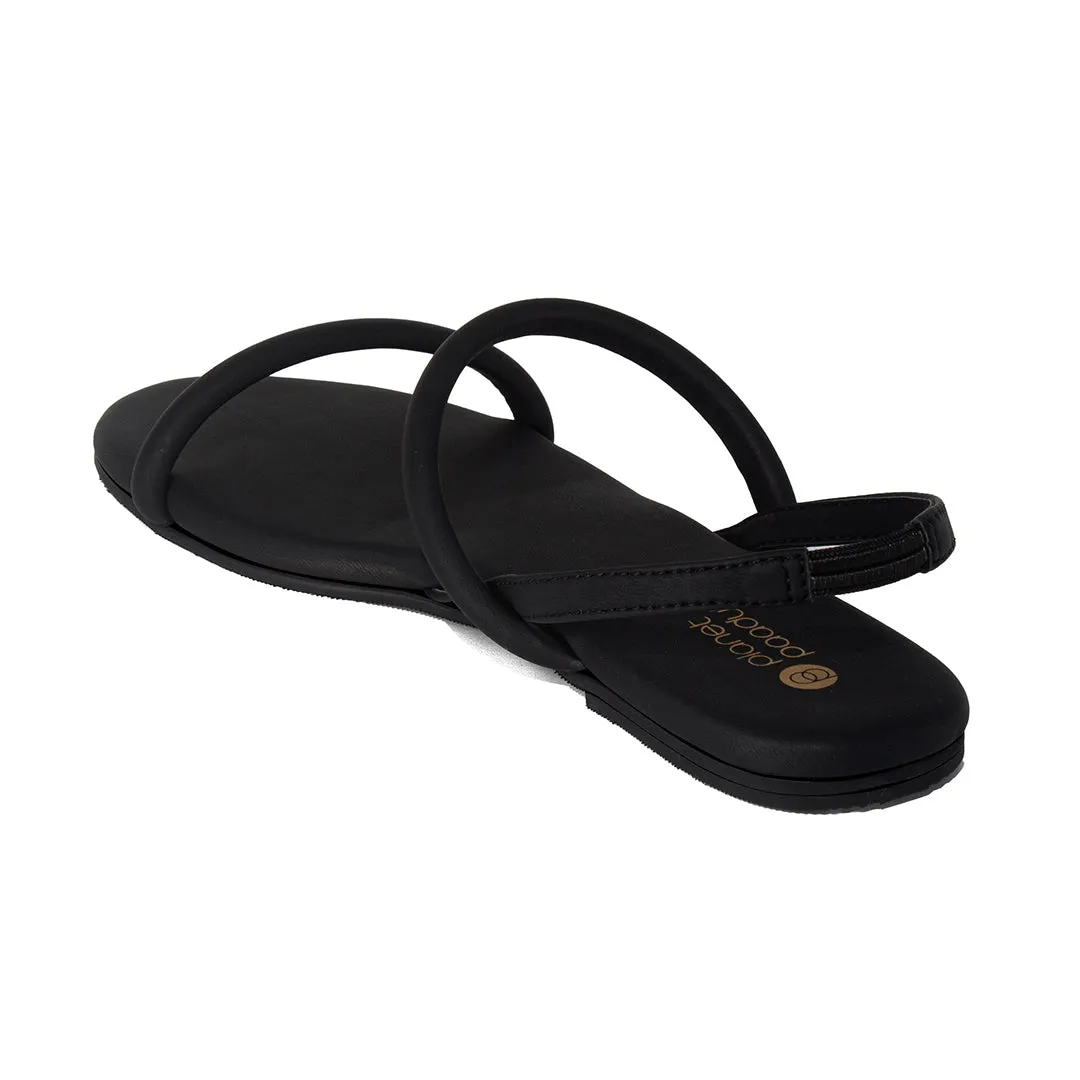 Lily Dual-Strap Vegan Leather Black Women Sandals