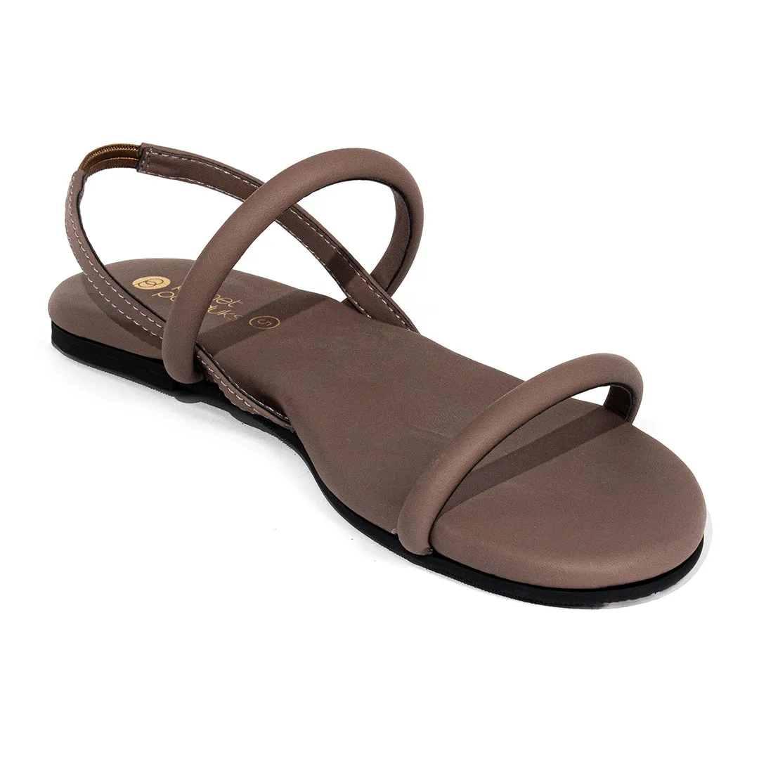 Lily Dual-Strap Vegan Leather Brown Women Sandals