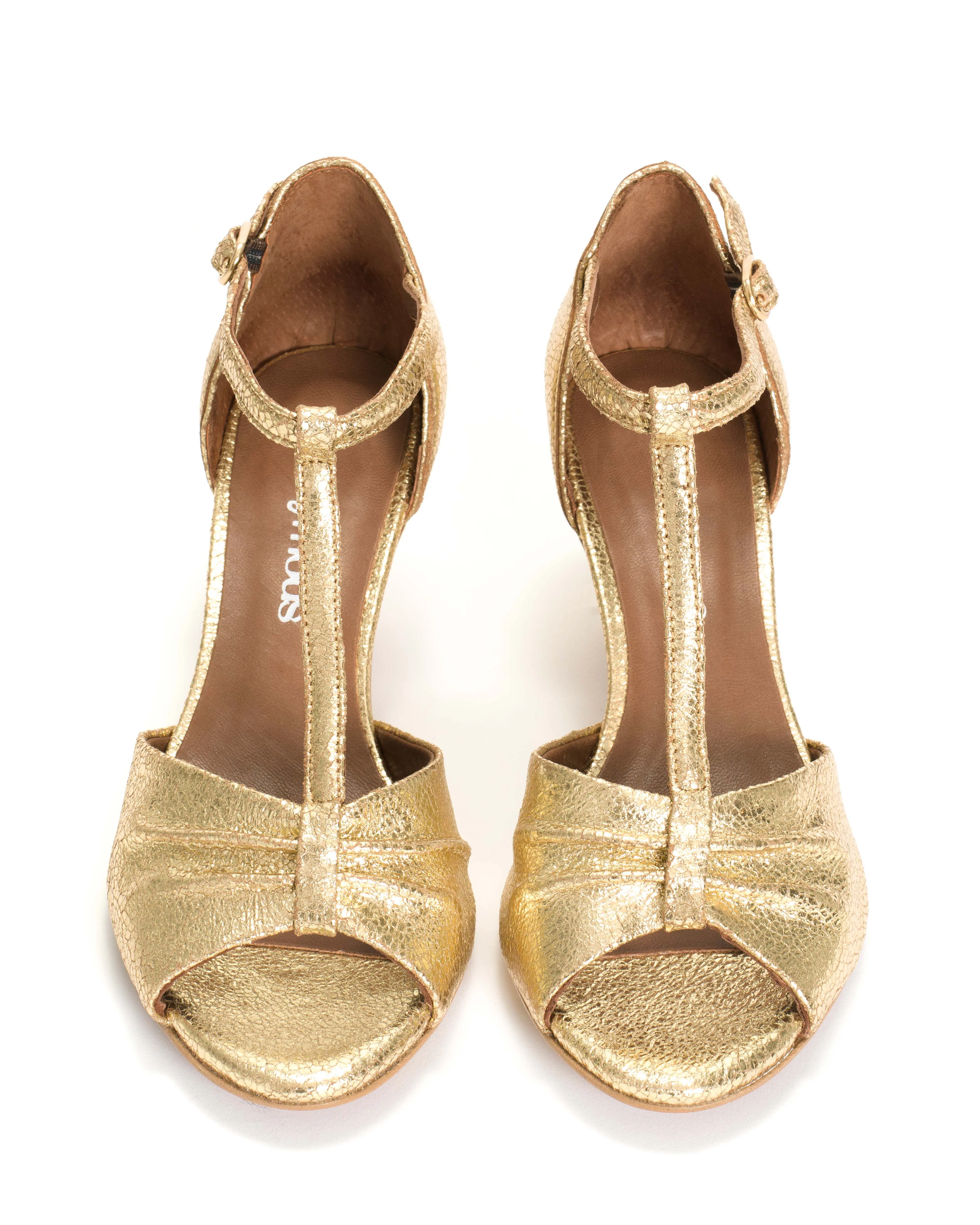 Linette 50 stiletto Crackled metallic goat Gold