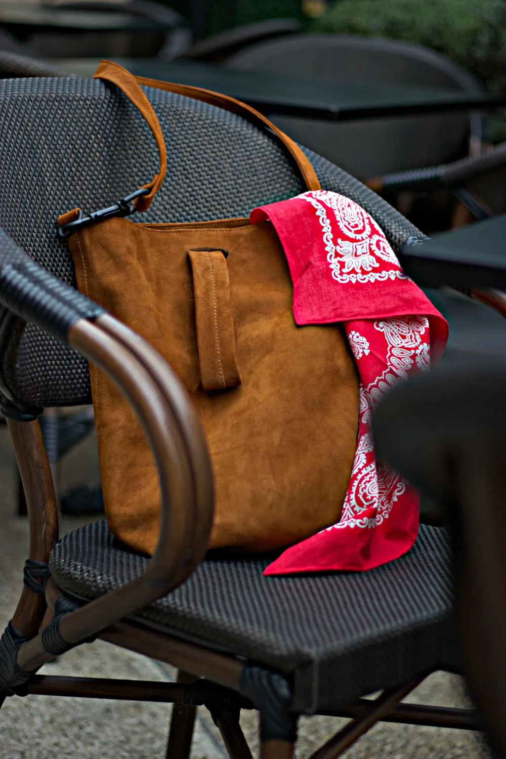 LN SS Suede Bag - Shoulder Strap -Beach, Bottle Bag in Cinnamon Brown