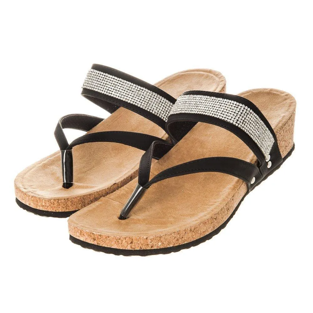 Low Wedge Heel Low Platform Toe-Post Sandal