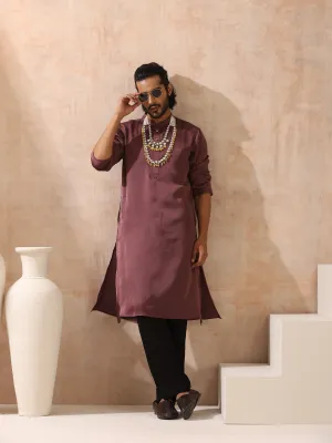 Mens Chocolate Kurta with Gold Buttons