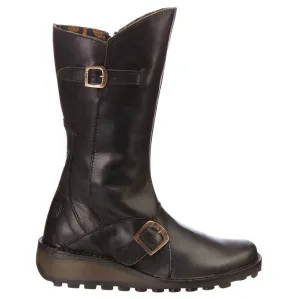 MES Leather Women's Zip Up Mid Calf Boots