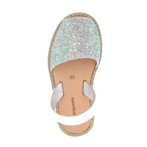 Minorquines Avarca Sandals | Light Blue Glitter