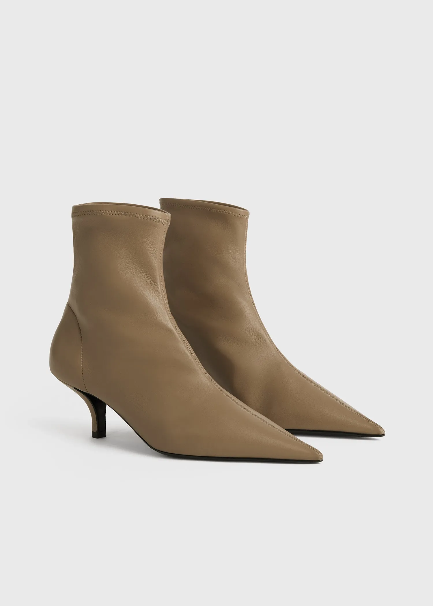 Nappa heeled sock boots truffle