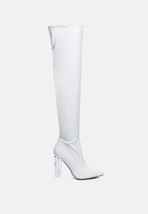 Noire Thigh High Long Boots In Patent Pu