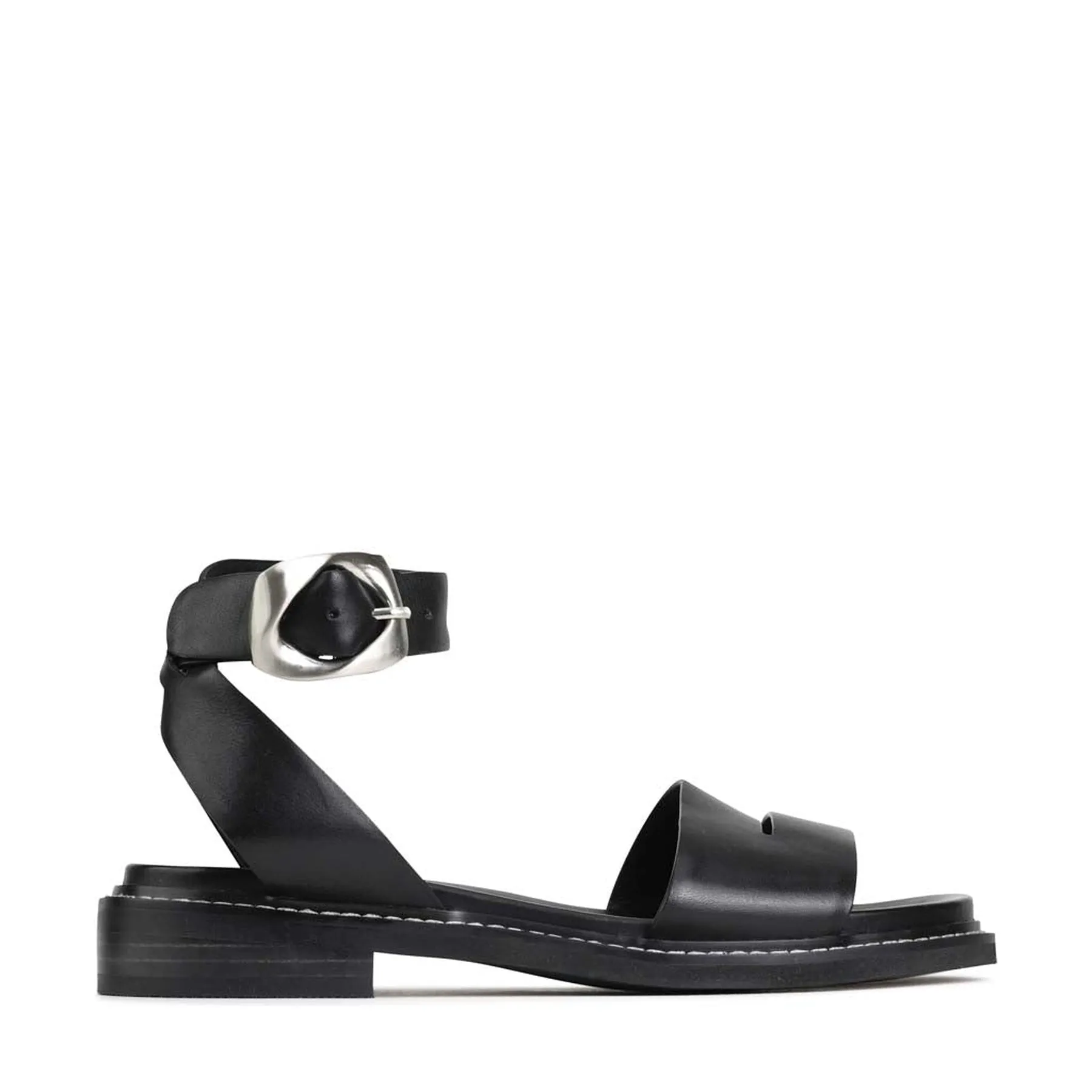 ORNAMENTAL LEATHER ANKLE STRAP SANDALS