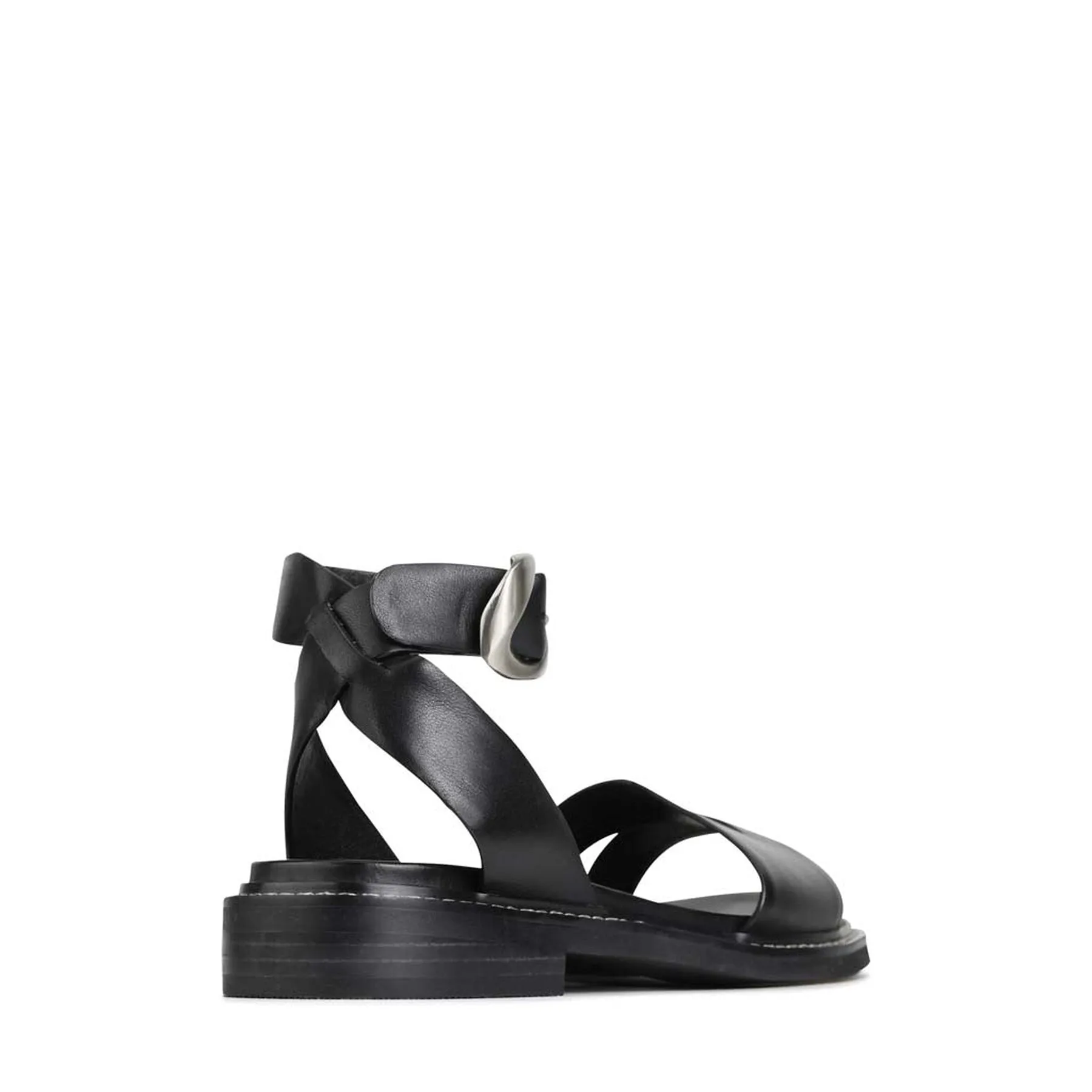 ORNAMENTAL LEATHER ANKLE STRAP SANDALS