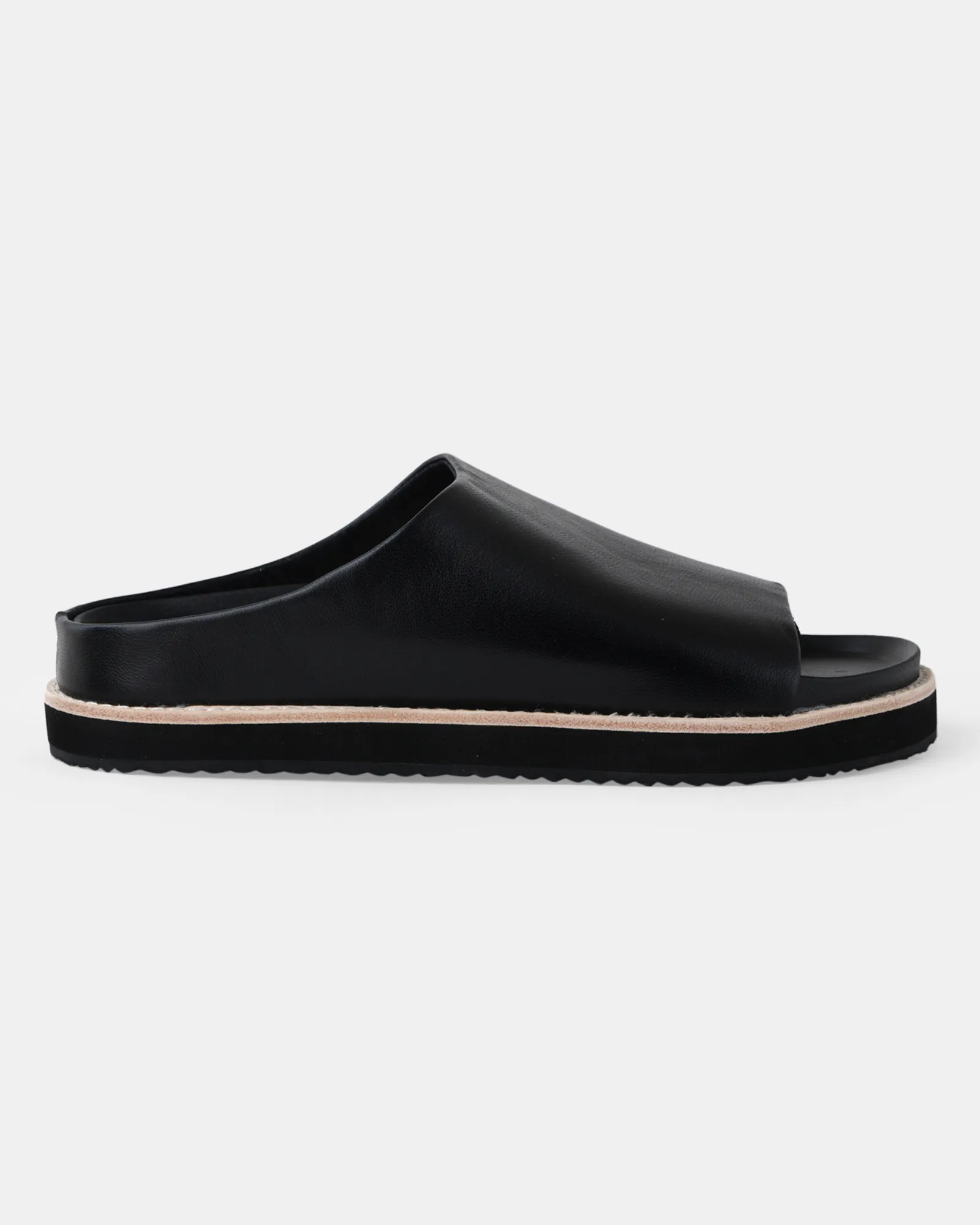 Palm Leather Slide - Black