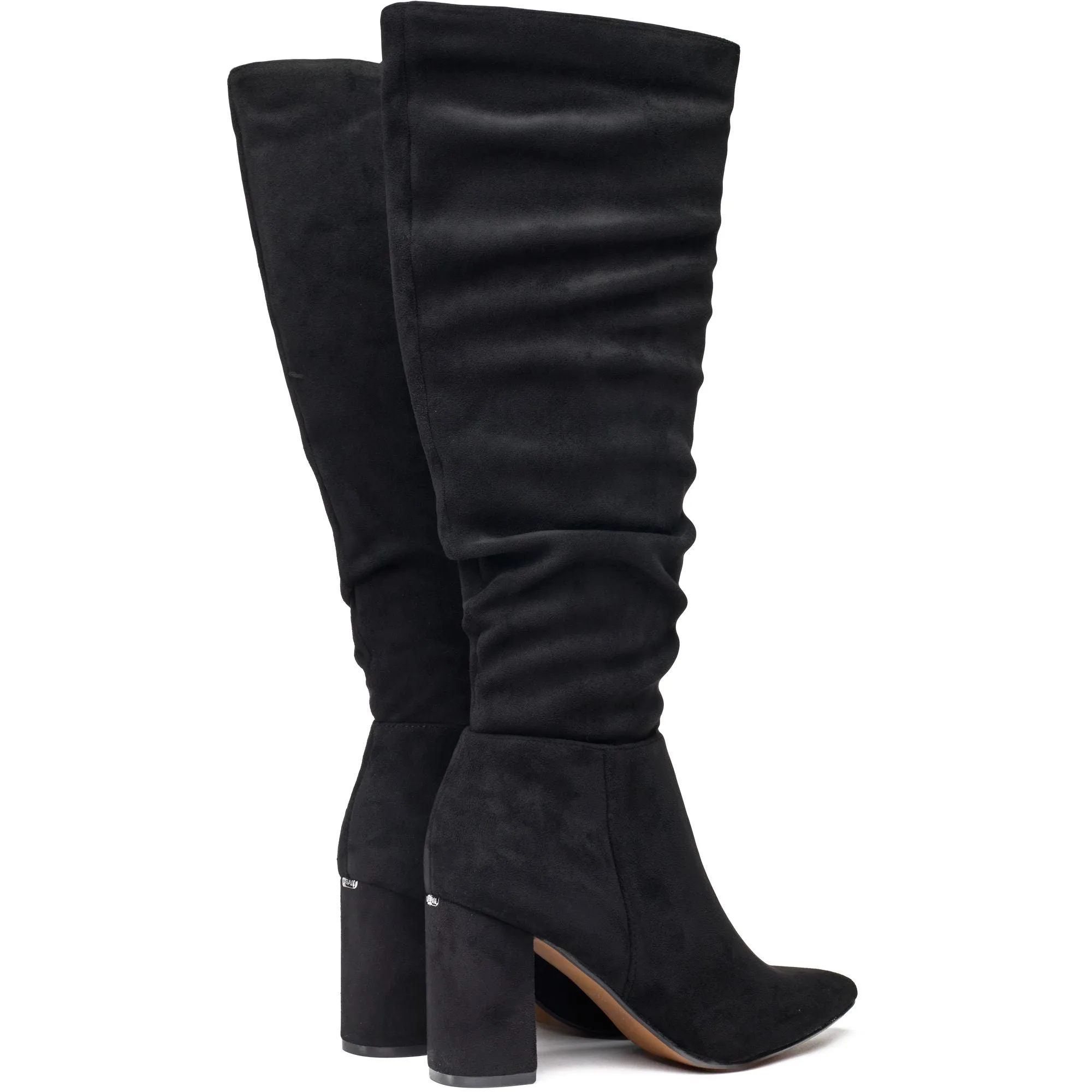 Peach Women's Vegan Suede Knee High Boots | Black