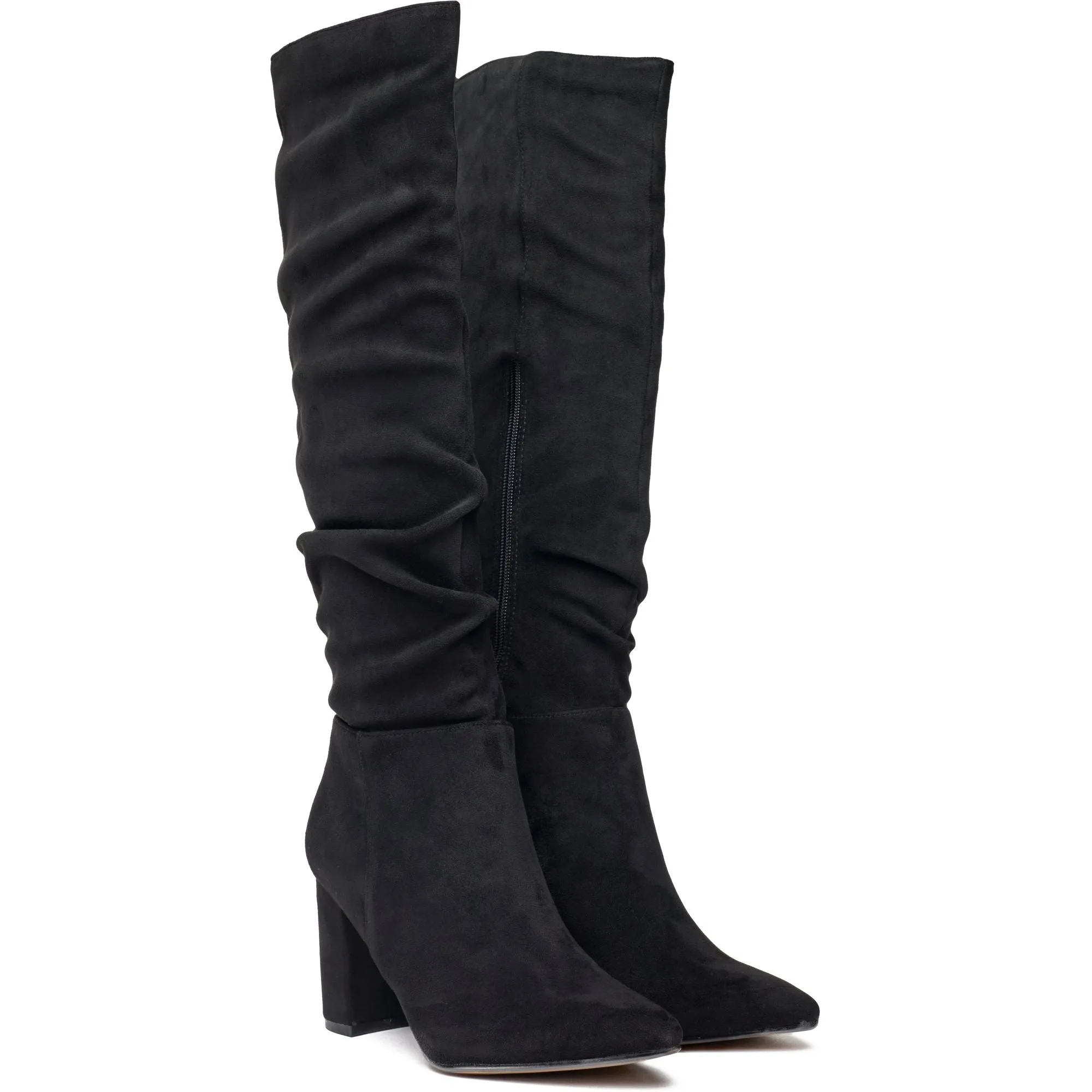 Peach Women's Vegan Suede Knee High Boots | Black