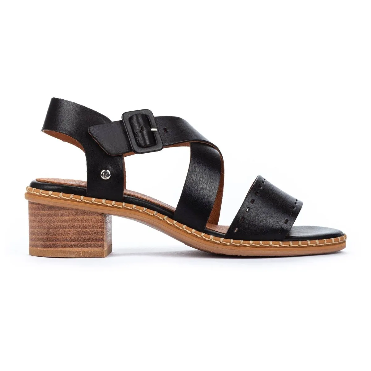 Pikolinos Blanes W3h-1892 Women's Heeled Buckle Closure Sandals In Black