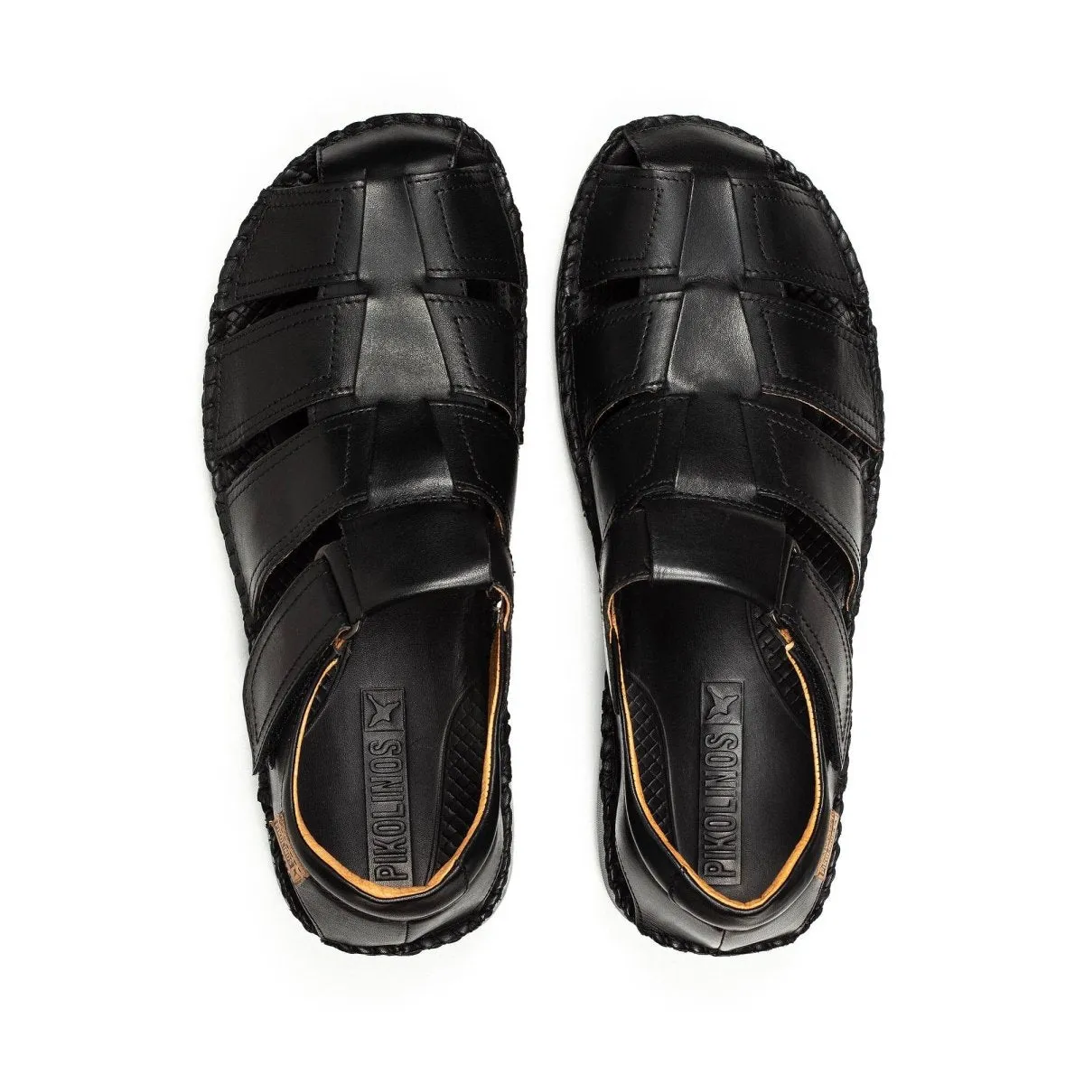 Pikolinos Tarifa 06j-5433 Men's Flat Velcro Closure Sandals In Black