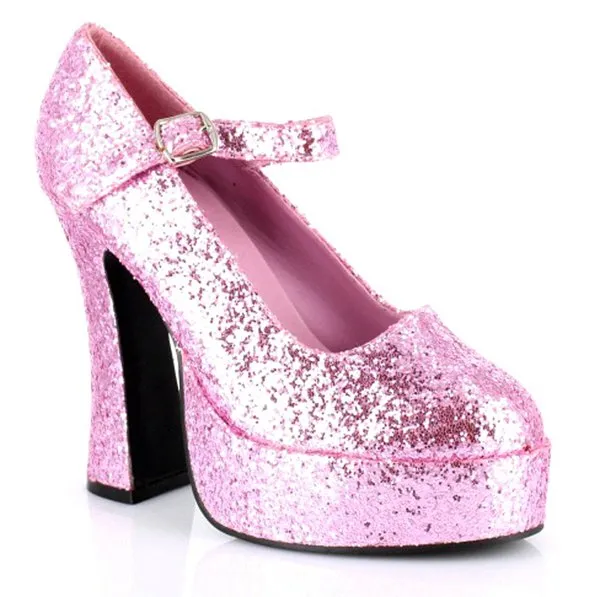 Pink Glitter Mary Jane Platform Shoes