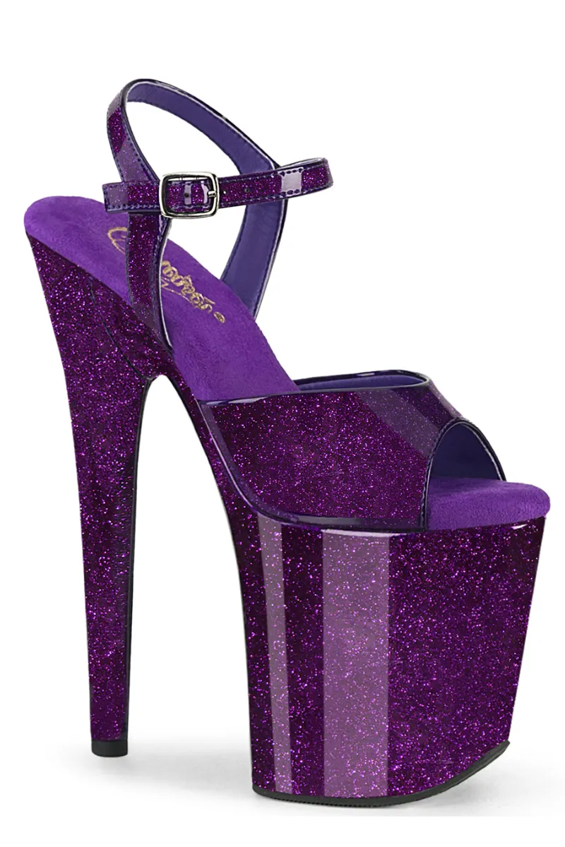 Pleaser USA Flamingo-809GP 8inch Pleasers - Purple Glitter