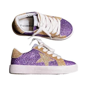 Purple and Gold Glitter Adult Sneakers