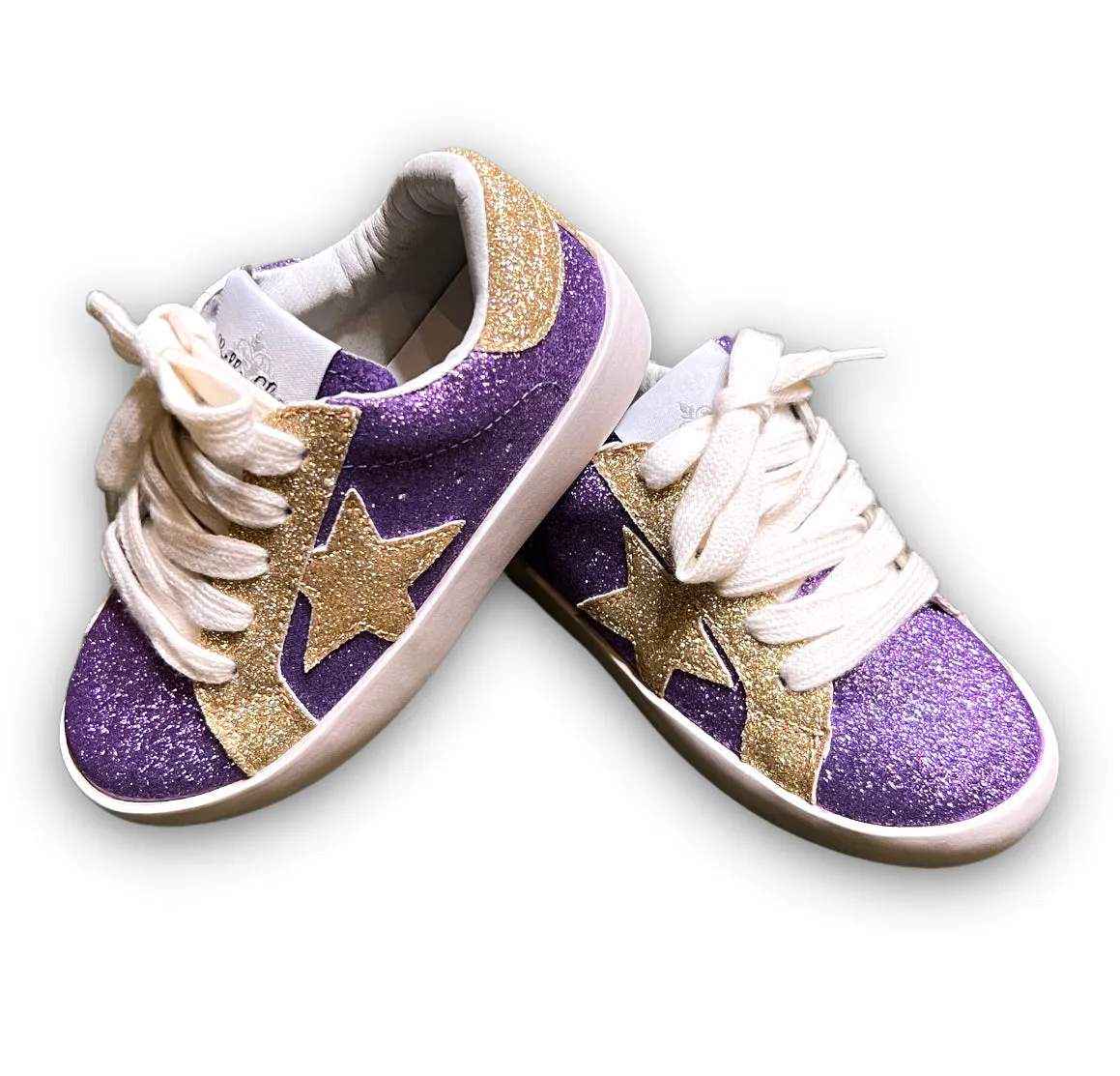 Purple and Gold Glitter Adult Sneakers