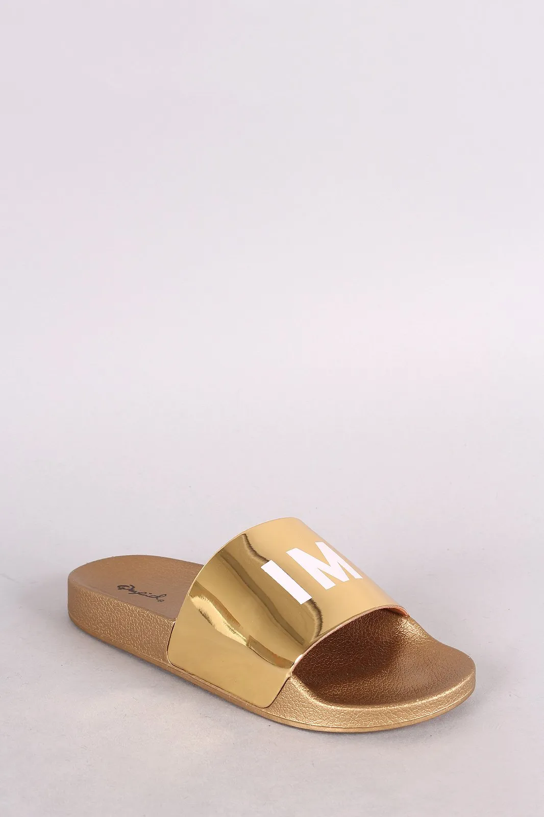 Qupid Im Shook Metallic Slide Sandal