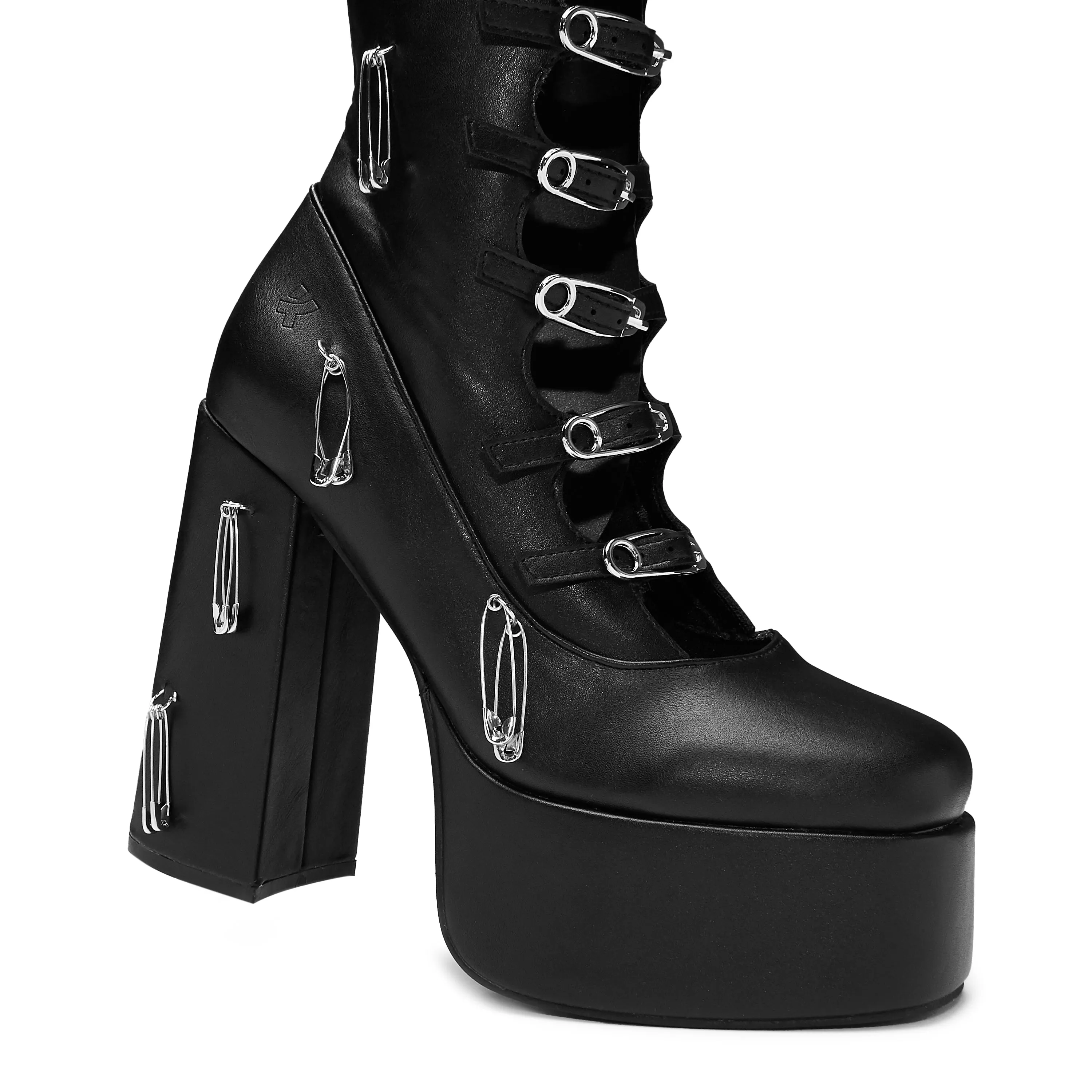 Renegade Safety Pin Tall Boots - Black