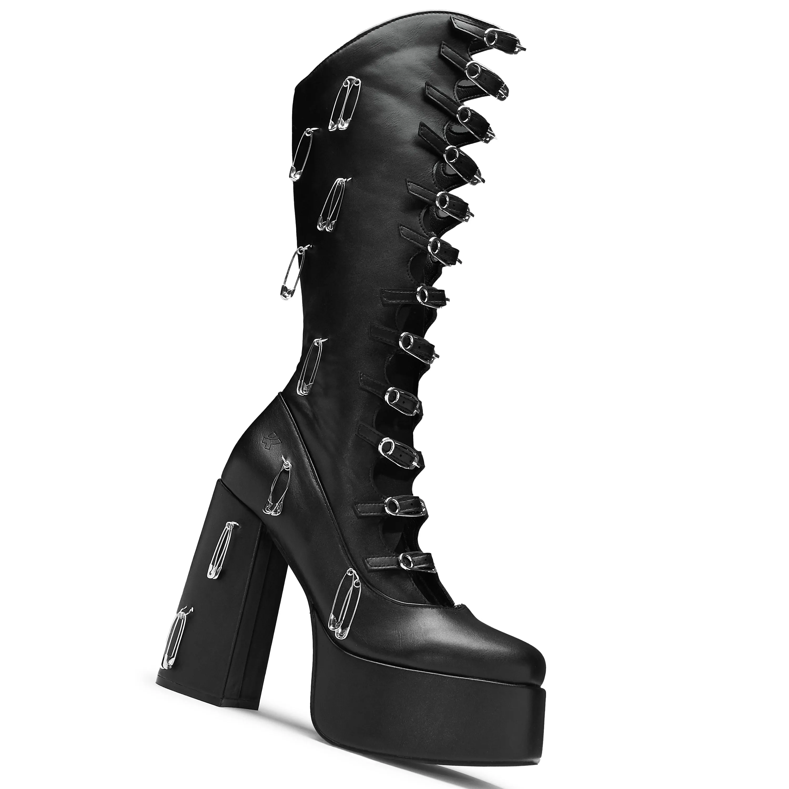 Renegade Safety Pin Tall Boots - Black