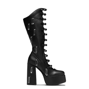 Renegade Safety Pin Tall Boots - Black